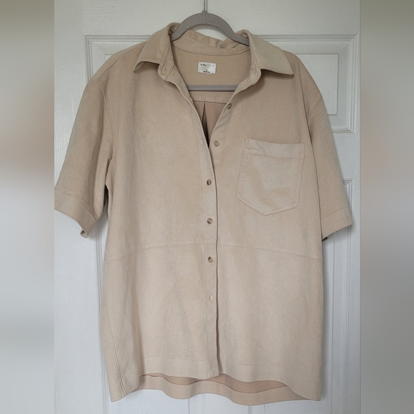 Cream coloured Wilfred Le Fou Funk faux suede button-up, size small - Picture 5 of 8